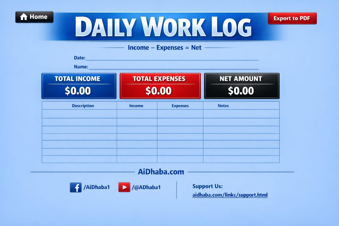 Daily work log / high accuracy