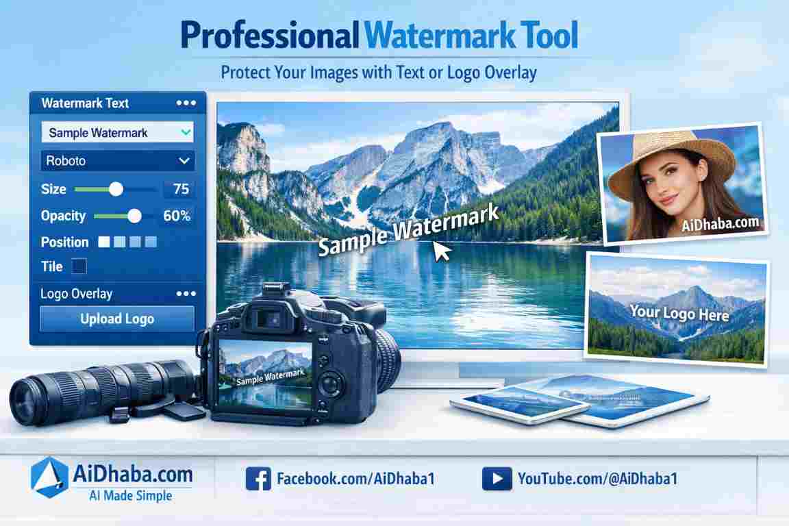Professional watermark tool — protect your images with text or logo overlay